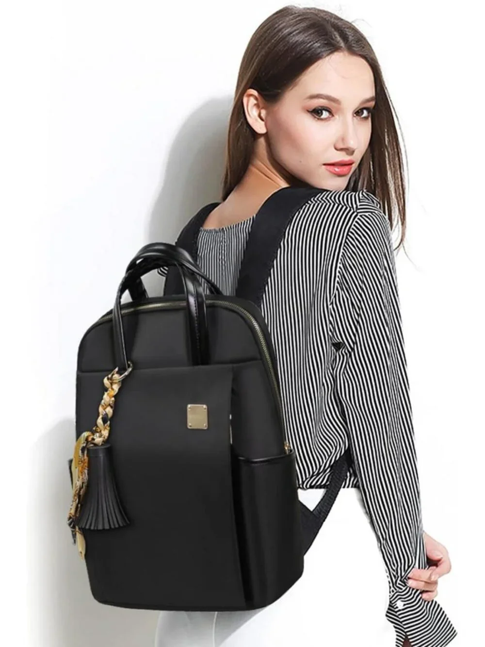 Stylish Water-Resistant Laptop Backpack for Women - Slim Travel Bag Fits 15.6